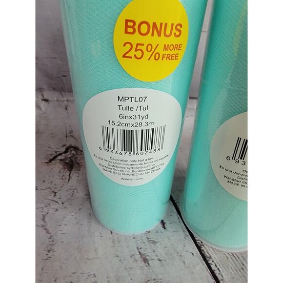 2 Spool of Aqua Tulle 6" Wide One Is 31 Yards Other Is 25 Yards Length - Picture 3 of 3